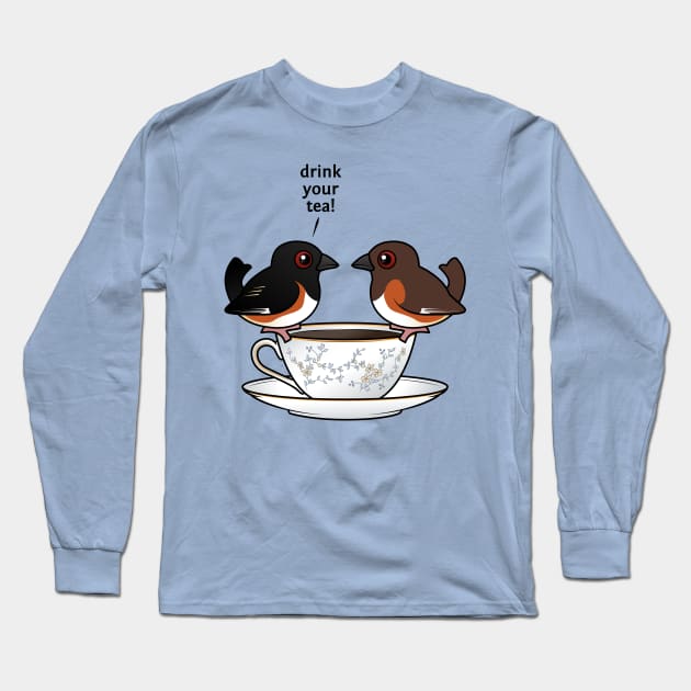 Drink Your Tea! Long Sleeve T-Shirt by birdorable